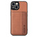 Carbon Fiber Magnetic Card Bag Phone Case for iPhone 13 - Brown