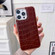 Nano Electroplating Crocodile Texture Genuine Leather Phone Case for iPhone 13 - Coffee Brown
