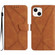 Stitching Embossed Leather Phone Case for iPhone 13 - Brown