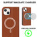 Rhombic MagSafe RFID Anti-Theft Wallet Leather Phone Case for iPhone 13 - Brown