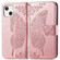 Butterfly Love Flower Embossed Horizontal Flip Leather Case with Bracket / Card Slot / Wallet / Lanyard for iPhone 13 - Rose Gold