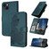 Datura Flower Embossed Flip Leather Phone Case for iPhone 13 - Dark Green