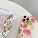 Water Sticker Flower Pattern PC Phone Case for iPhone 13 - White Backgroud Pink Rose
