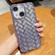 Woven Grid 3D Electroplating Laser Engraving Glitter Paper Phone Case for iPhone 13 - Purple