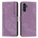 Skin Feel Stripe Pattern Leather Phone Case with Lanyard for Samsung Galaxy A14 5G - Purple