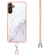 Electroplating Marble Dual-side IMD TPU Phone Case with Lanyard for Samsung Galaxy A14 5G - White 006