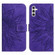 Skin Feel Sun Flower Pattern Flip Leather Phone Case with Lanyard for Samsung Galaxy A14 5G - Dark Purple