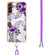 Electroplating IMD TPU Phone Case with Lanyard for Samsung Galaxy A14 5G - Purple Flower