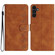 Seven Butterflies Embossed Leather Phone Case for Samsung Galaxy A14 5G - Brown