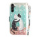 3D Colored Horizontal Flip Leather Phone Case for Samsung Galaxy A14 5G - Black White Cat