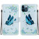Crystal Texture Colored Drawing Leather Phone Case for iPhone 12 Pro - Blue Pansies