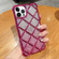 3D Diamond Lattice Laser Engraving Glitter Paper Phone Case for iPhone 12 Pro - Gradient Rose Red