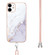 Electroplating Marble Pattern IMD TPU Shockproof Case with Neck Lanyard for iPhone 12 Pro - White 006