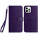 Rhombic Texture Leather Phone Case with Lanyard for iPhone 12 Pro - Purple