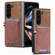 Skin-feel Solid Color Back Cover Denim Card Phone Case for Samsung Galaxy Z Fold5 5G - Brown