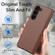 Litchi Integrated Film Electroplated Magnetic Hinge Leather Phone Case for Samsung Galaxy Z Fold5 5G - Brown