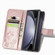 Four-leaf Clasp Embossed Buckle Leather Phone Case for Samsung Galaxy Z Fold5 5G - Rose Gold