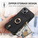 Cross Leather Ring Vertical Zipper Wallet Back Phone Case for iPhone 12 - Black