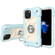 Shockproof Silicone + PC Protective Case with Dual-Ring Holder for iPhone 12 - Ice Blue