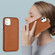 Leather Texture Full Coverage Phone Case for iPhone 12 - Brown