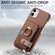 Litchi Leather Oil Edge Ring Card Back Phone Case for iPhone 12 - Brown