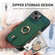 Cross Leather Ring Vertical Zipper Wallet Back Phone Case for iPhone 12 - Green