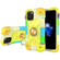 Shockproof Silicone + PC Protective Case with Dual-Ring Holder for iPhone 12 - Colorful Yellow Green