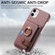 Litchi Leather Oil Edge Ring Card Back Phone Case for iPhone 12 - Jujube Apricot