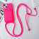 Crossbody Lanyard Elastic Silicone Card Holder Phone Case for iPhone 12 - Rose Red