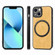 Solid Color Leather Skin Back Cover Phone Case for iPhone 12 - Yellow