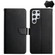 HT02 Genuine Leather Fingerprint-proof Flip Phone Case for Samsung Galaxy S24 Ultra 5G - Black