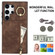 Retro Ring and Zipper RFID Card Slot Phone Case for Samsung Galaxy S24 Ultra 5G - Brown