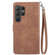 Embossed Flower Zipper Leather Phone Case for Samsung Galaxy S24 Ultra 5G - Brown