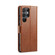 Fierre Shann PU Genuine Leather Texture Phone Case for Samsung Galaxy S24 Ultra 5G - Brown