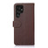 KHAZNEH Litchi Texture Leather RFID Phone Case for Samsung Galaxy S24 Ultra 5G - Brown