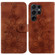 Lily Embossed Leather Phone Case for Samsung Galaxy S24 Ultra 5G - Brown