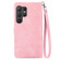 Embossed Flower Zipper Leather Phone Case for Samsung Galaxy S24 Ultra 5G - Pink