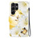 Crystal Texture Colored Drawing Leather Phone Case for Samsung Galaxy S24 Ultra 5G - Gold Butterfly Epiphyllum