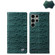 Fierre Shann Crocodile Texture Magnetic Genuine Leather Phone Case for Samsung Galaxy S24 Ultra 5G - Green