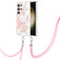 Electroplating IMD Splicing Dual-side Marble TPU Phone Case with Lanyard for Samsung Galaxy S24 Ultra 5G - Pink White