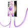 Electroplating IMD Splicing Dual-side Marble TPU Phone Case with Lanyard for Samsung Galaxy S24 Ultra 5G - Light Purple