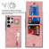 Retro Ring and Zipper RFID Card Slot Phone Case for Samsung Galaxy S24 Ultra 5G - Pink