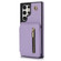 YM006 Skin Feel Zipper Card Bag Phone Case with Dual Lanyard for Samsung Galaxy S24 Ultra 5G - Light Purple
