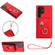 Organ Card Bag Ring Holder PU Phone Case with Lanyard for Samsung Galaxy S24 Ultra 5G - Red