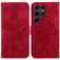 Lily Embossed Leather Phone Case for Samsung Galaxy S24 Ultra 5G - Red