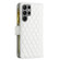 Diamond Lattice Zipper Wallet Leather Flip Phone Case for Samsung Galaxy S24 Ultra 5G - White