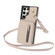 YM006 Skin Feel Zipper Card Bag Phone Case with Dual Lanyard for Samsung Galaxy S24 Ultra 5G - Apricot