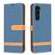 Color Block Denim Texture Leather Phone Case for Samsung Galaxy S24+ 5G - Dark Blue