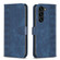 Plaid Embossed Leather Phone Case for Samsung Galaxy S24+ 5G - Blue