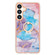 Electroplating Pattern IMD TPU Shockproof Case with Rhinestone Ring Holder for Samsung Galaxy S24+ 5G - Milky Way Blue Marble